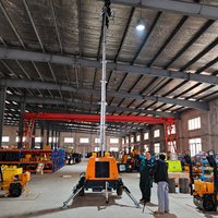 Tour d'éclairage portable 7M 9M sur remorque à pousser, batterie solaire LiFePO4, caméra IP67 pour chantier et utilisation extérieure, sécurité, DDP, sans taxes