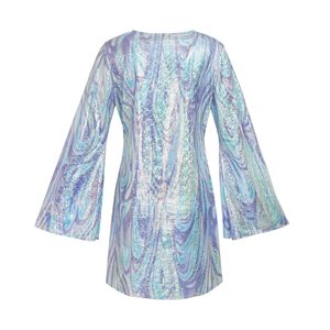 Vestido Retro Hippie Brillante con Lentejuelas, Manga Larga, Estilo Disco <span class=keywords><strong>de</strong></span> los 70-80, Vestido Vintage con Tie-Dye para Fiesta <span class=keywords><strong>de</strong></span> Halloween, Traje para Rapper - Product Image 5