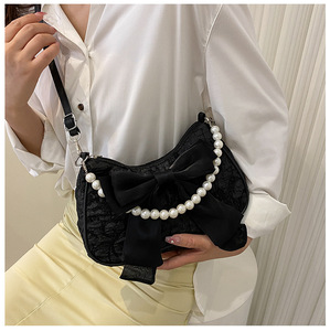 I-0241 dames mode PU cuir Cross Body fourre-tout sac à main avec perle arc fermeture éclair pour été hiver automne et printemps - Product Image 5