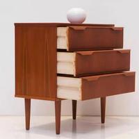 Commode haute et étroite en teck, style rétro, à 3 tiroirs, de luxe, pour chambre et salle à manger, meuble de rangement et d'appoint de chevet