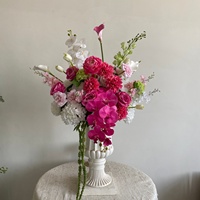 QDROYAL Boules de fleurs artificielles modernes en soie rose, centres de table de mariage, décorations de table, fleurs artificielles économiques