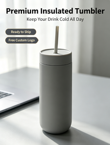 Tumbler Vakum Isolasi 16oz dengan Sedotan, Cangkir Stainless Steel Dinding Ganda, Logo Custom, Mug Kopi Lucu, Tumbler Air yang Dapat Digunakan Kembali - Product Image 1