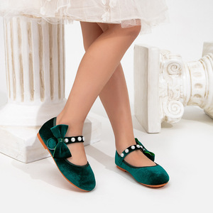 <span class=keywords><strong>Zapatos</strong></span> <span class=keywords><strong>de</strong></span> princesa planos verdes con perlas para niñas, cómodos, <span class=keywords><strong>de</strong></span> talla grande, para fiestas y espectáculos <span class=keywords><strong>de</strong></span> baile. - Product Image 1