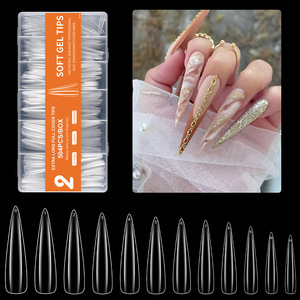 <span class=keywords><strong>Uñas</strong></span> Postizas Extra <span class=keywords><strong>Largas</strong></span> con Diseño <span class=keywords><strong>de</strong></span> Pipa <span class=keywords><strong>de</strong></span> Agua, Logotipo Personalizado, Diseño Puntiagudo, 504 Piezas en Caja, Transparentes, Cobertura Completa, Tamaño Grande - Product Image 3