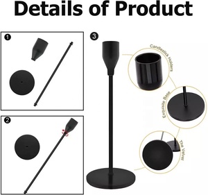 Candelabros de metal negro Boda Bar Fiesta Sala de estar Mesa Candelabro titular - Product Image 4