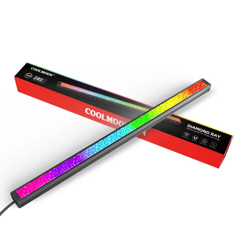 COOLMOON fabrika fiyat diğer bilgisayar aksesuarları DR280 elmas etkisi ARGB şerit işık 5V 3PIN 28cm LED Neon şerit