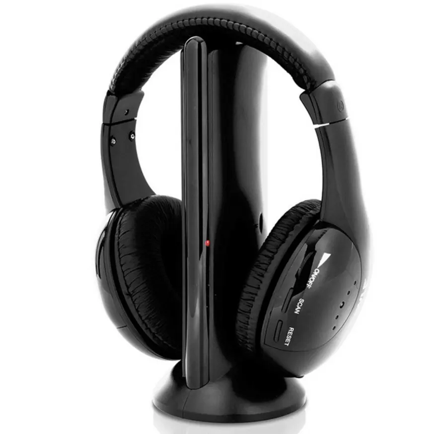 5 In 1 Headset Wireless Headphone Tanpa Kabel RF Mic untuk PC TV DVD CD MP3 MP4 Headset