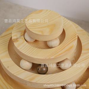 Juguete para Gatos de Madera Maciza de 4 Niveles, Color Natural, Set de Entretenimiento con Bolas para Gatos de Interior - Product Image 4