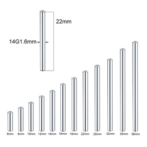 Tiges droites filetées intérieurement en titane G23, disponibles en plusieurs tailles et spécifications |   Idéal pour les bijoux de piercing corporel - Product Image 1