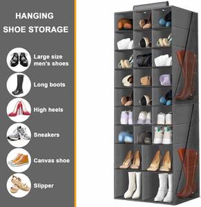 Collapsible <b>Shoe</b> Closet Organizers Closet Hanging <b>Shoe</b> Storage Rack Holder Shelves with 4 Large Side Pockets - Product Image 3