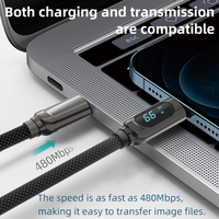 Câble USB-C vers USB-C 100W avec affichage LED, compatible avec la charge rapide PD 66W/100W, cordon de chargeur pour téléphone 15, MacBook Pro, Samsung