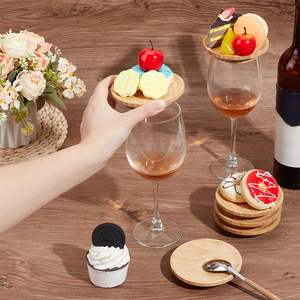 JQ Vente en gros Verre à vin Charcuterie Topper <span class=keywords><strong>Mini</strong></span> planches en bois de bambou et assiettes à apéritif avec porte-verre - Product Image 3