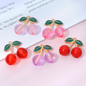 Joyeux Nouvel An Pendentif DIY Transparent Rouge Rose Cerise avec Œil de Mouton, Breloques pour Coque de Téléphone, Fournitures de Décoration Artisanale - Product Image 1