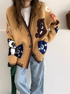 <span class=keywords><strong>Pull</strong></span> tricoté haut femmes à manches longues col en v dessin animé ours en peluche Jacquard <span class=keywords><strong>pull</strong></span> <span class=keywords><strong>veste</strong></span> - Product Image 5