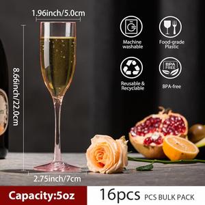Verres à vin en plastique rose en gros, flûtes à champagne incassables, coupes à toast réutilisables en acrylique pour événements de mariage et décoration - Product Image 2