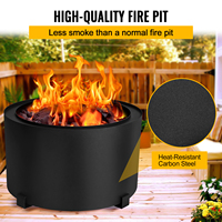Grand feu de camp rond portable sans fumée avec grill pour le camping et le feu de joie pour les aventures en plein air