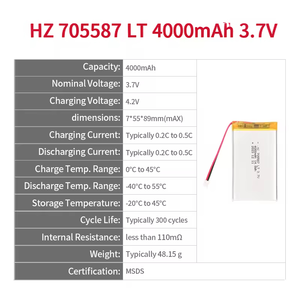 Batterie Li-Polymère Rechargeable Personnalisée à Basse Température HZ 705587 4000mAh pour Produits Chauffants - Product Image 3