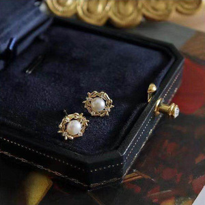Accesorios de Plata S925 para DIY con Perlas, Cuentas Redondas de 5-6mm, Pendientes Pequeños con Forma de Flor y Bandeja Vacía 20635 - Product Image 4