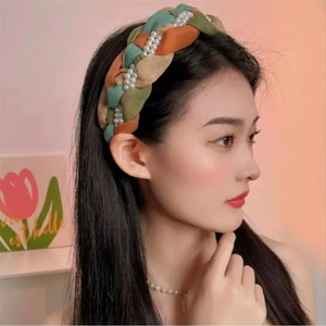 <span class=keywords><strong>Serre</strong></span>-tête Coréen Tissé en Maille, Perles et <span class=keywords><strong>Strass</strong></span> pour Femmes – Bandeaux Larges, Accessoire de Coiffure - Product Image 3