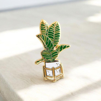 Mode métal plante Badge personnalisé Adorable Mini Cactus plante en pot ensemble plaqué or émail broches petit cadeau broche Badge broche