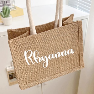 High Quality Custom Canvas Tote Shopping Bag Fashionable Jute Heart Cotton Handle <b>Strap</b> Laminated Custom Logo Letter Pattern - Product Image 5