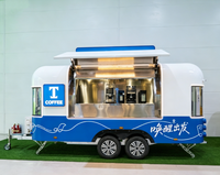 Remorque à café mobile en acier inoxydable de 14,8 pieds entièrement équipée, camion de crème glacée, camion de barbecue, camion de hamburgers, camion de pizzas, camion de boissons fruitées, camion de restauration