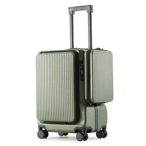 Valise 2-en-1 avec <span class=keywords><strong>sac</strong></span> à bandoulière détachable, valise à roulettes à ouverture frontale avec cadre en aluminium, chargeur USB, porte-gobelet et support pour téléphone - Product Image 6