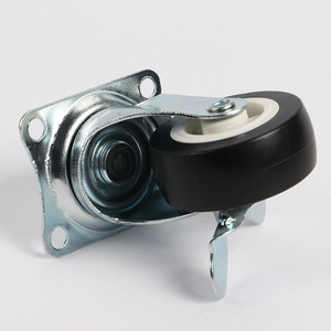 Pvc Caster Wheels 2 Inch Flat Bottom Swivel With Side Brake Locking Mechanism Bolt Hole Type - Product Image 1
