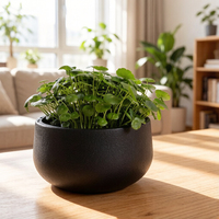 Pot de fleurs cylindrique, en plastique PP avec texture gaufrée, procédé de moulage direct, pour la décoration de bureau intérieure
