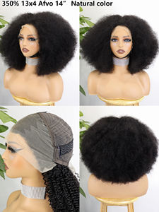 بيع بالجملة برازيلي بكر مجعد الكثافة 13x4 دانتيل قصير شفاف نمط بوب للنساء لون أسود - Product Image 6