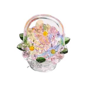 Cesta de flores de cristal Caja de flores de alto nivel de apariencia Ramo de flores Regalo de cumpleaños Artesanía de cristal de <span class=keywords><strong>Navidad</strong></span> - Product Image 2