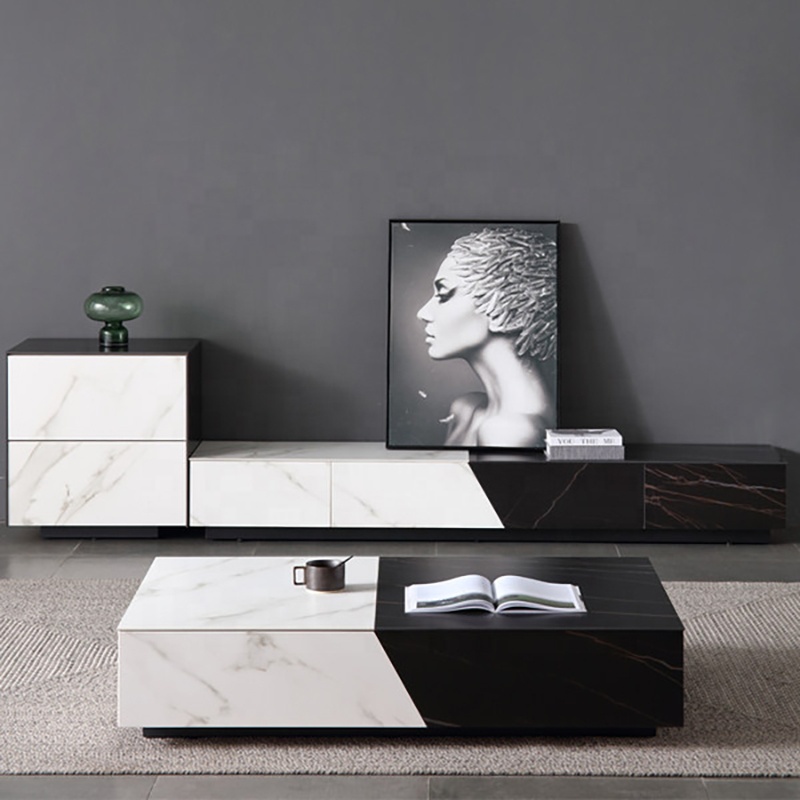 Минималистичная белая Подставка для телевизора, медиаприставка с каменным верхом, мебель для гостиной, журнальный столик с подставкой для телевизора