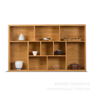 Wooden Storage Rack Square Solid <b>Pine</b> 16 Compartment Display Cabinet For Tea Set Porcelain Cups Customizable Logo - Product Image 4