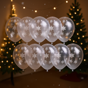 Party Love Christmas Latex <b>Balloons</b> Transparent Snowflake Design Silk Screen Printed 12 Pcs Party <b>Decorations</b> - Product Image 3