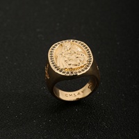 Bague en laiton plaqué or 14 carats, motif Vierge Marie, avec pierre ovale en zircon cubique, bijou religieux, pour hommes et femmes, bague de déclaration tendance, cadeau