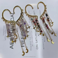 Elf Lily of the Crystal grava Valley Tassels Ear Cuff Bride Earclip Pendientes amatista Hada pendiente Joyería para mujer (un par)