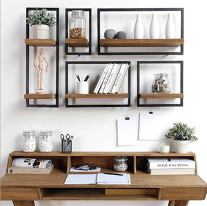 Étagère murale en bois de <span class=keywords><strong>pin</strong></span>, étagères de rangement en fil métallique, étagères flottantes en bois, accessoires de meubles muraux pour la maison - Product Image 3