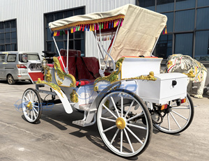 Carruaje Eléctrico Blanco de Lujo para Turismo, Carroza de Acero para Parque de Atracciones, Carroza con Caballos en Venta - Product Image 6