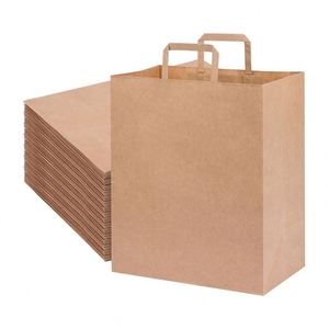 Wholesale Custom Eco-Friendly Durable Brown Kraft Paper Bag Cotton Rope Aqueous Coating <b>Lamination</b> for Promotion Supermarket - Product Image 4