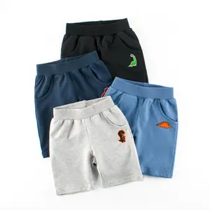 Mùa Hè Mới 2021 Trẻ Em Trai Quần Short Jogger Cotton Dệt Kim Quần Short Thể Thao Với Thêu Khủng Long