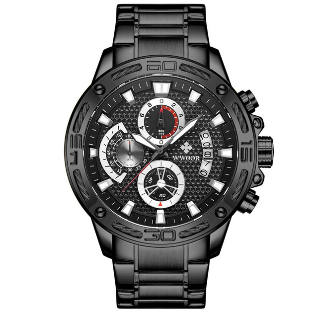 WWOOR 8879 Men Factory Direct Sale Novelty Top Quality Clock Custom Logo Chronograph Low Price Watches Stainless Steel Band