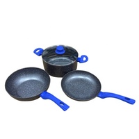 Prix de gros 3 pièces d'ustensiles de cuisine avec revêtement en granit, ensemble de casseroles et poêles en aluminium antiadhésif pour la maison et le restaurant