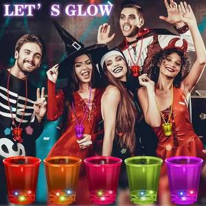 Hot Selling PP LED Glowing <strong>Party</strong> Cups Custom Logo Shot <strong>Glasses</strong> with Bead Necklace Beads Cup <strong>Party</strong> Decorations for Night Clubs - Product Image 2