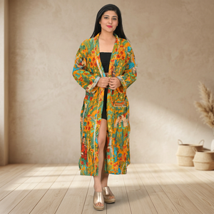 Túnicas Largas de Algodón con Estampado Floral para Mujer, Estilo Kimono, Ropa de Dormir, Bata de Baño, Venta al Por Mayor, Alta Calidad - Product Image 3
