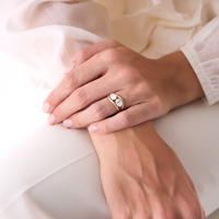 Bague élégante en argent sterling 925 plaqué rhodium avec double cristal ovale, vente en gros de bijoux LOZRUNVE
