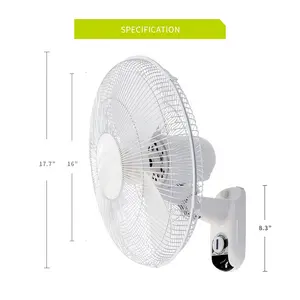 Greenhouse Wall Mounted Fan 16 Inch 3-speed Oscillating Electric Wall Fan