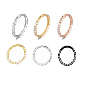 Anillo de Nariz de Acero Inoxidable con Incrustaciones de Zirconia, Anillo de Labio en Forma de U, Piercing para Septum, Joyería, Regalo - Product Image 1