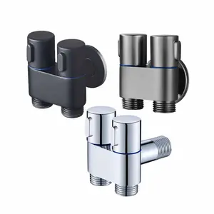 Good Quality Multi-functional Double Handle Brass Angle Valve Water Control 3 Way Diverting Valve For Toilet Bathroom