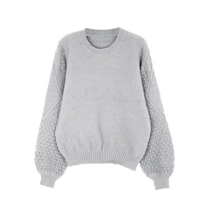 Pull à manches longues et col rond pour femme, tricot gris uni, Smlxl, vêtements décontractés pour printemps, automne et hiver - Product Image 4