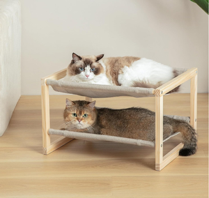 Cama para gatos de lujo de dos pisos para mascotas pequeñas y varios perros Muebles para gatos de madera sostenibles para familias - Product Image 1